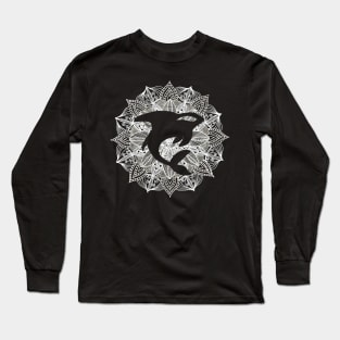 White Mandala Circle Orca Long Sleeve T-Shirt